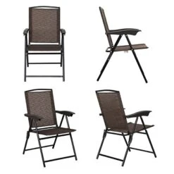 Costway 4PCS Folding Sling Chairs Steel Armrest Patio Garden Camping W/Adjustable Back -Costway GUEST 3d15133c eef1 4e75 a43e f99dcabda16c