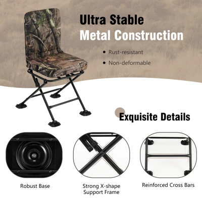 Costway Folding Silent Swivel Blind 360°Swivel Hunting Chair W/All-terrain Foot Pads 8 Costway Folding Silent Swivel Blind 360°Swivel Hunting Chair W/All-terrain Foot Pads - Image 6