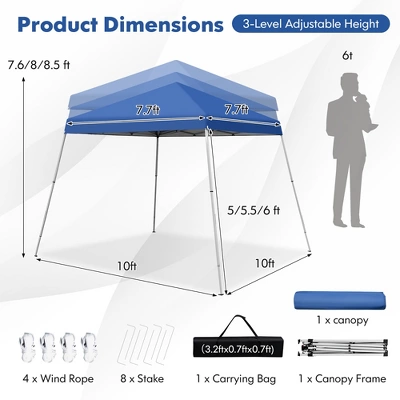 Costway 10x10ft Patio Outdoor Instant Pop-up Canopy Slanted Leg UPF50+ Sun Shelter 5 Costway 10x10ft Patio Outdoor Instant Pop-up Canopy Slanted Leg UPF50+ Sun Shelter - Image 3
