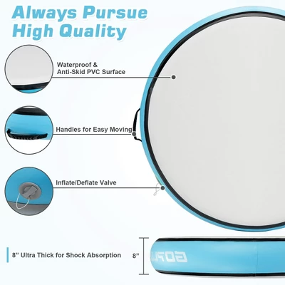 Costway 40'' Inflatable Round Gymnastic Mat Tumbling Floor Mat W/Electric Pump 3 Costway 40'' Inflatable Round Gymnastic Mat Tumbling Floor Mat W/Electric Pump