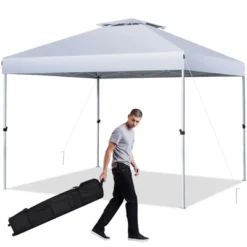 Costway 2-Tier 10' X 10' Pop-up Canopy Tent Instant Gazebo Adjustable Carry Bag With Wheel -Costway GUEST 402f1bbd 3ae2 410f 96e3 3da06dc00668