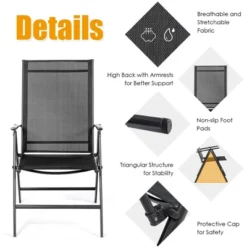 Costway Set Of 2 Patio Folding Chair Recliner Adjustable Black -Costway GUEST 415d7a7f b90c 4fde a081 79bef5fa1472