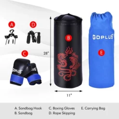 Costway 40Lbs Filled Punching Boxing Suit W/Sandbag Gloves Rucksack Hook Jump Rope -Costway GUEST 460d843c 36da 4a53 8b23 032b34f6cf5f