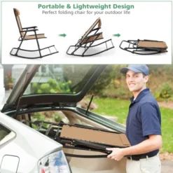 Costway Folding Zero Gravity Rocking Chair Rocker Porch Outdoor Patio Headrest Beige -Costway GUEST 4893dead 8845 4793 b220 bc9f59ff6cec