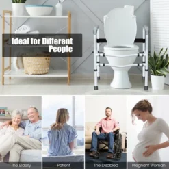 Toilet Safety Frame, Stand Alone Toilet Safety Rail W/ Adjustable Height & Width -Costway GUEST 49b16dca 32b3 4ef0 8325 f1b44db67f2d