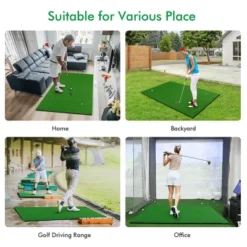 Costway 5' X 3' Standard Realistic Feel Golf Practice Mat Putting Mat Synthetic Turf W/3 Tees -Costway GUEST 4c6cf457 6c96 406a a4cb 69b5689f7677
