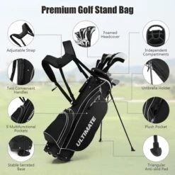 Men's Complete Golf Clubs Package Set 10 Pieces Includes Alloy Driver BlackBlueGrey