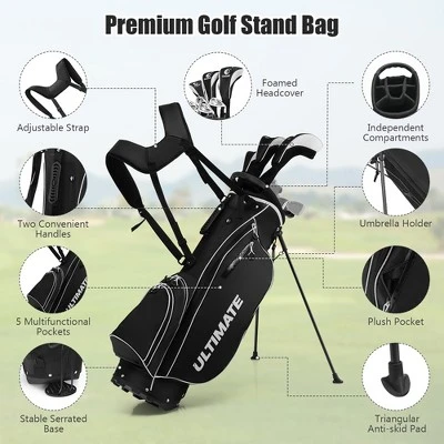 Men's Complete Golf Clubs Package Set 10 Pieces Includes Alloy Driver BlackBlueGrey 3 Men's Complete Golf Clubs Package Set 10 Pieces Includes Alloy Driver BlackBlueGrey