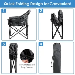 Costway Folding Camping Moon Padded Chair With Carry Bag Cup Holder Portable Navy BrownGrey -Costway GUEST 4cb2b877 0e6e 4285 94fb 72c3266bfe81
