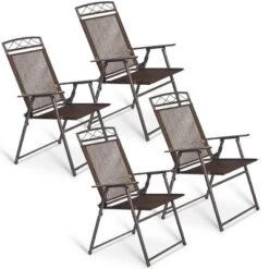 Costway Set Of 4 Patio Folding Sling Chairs Steel Textilene Camping Deck Garden Pool -Costway GUEST 4d5ec8ea e42c 45d0 bfb7 91f67649a7b7