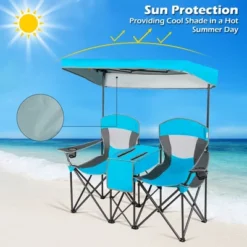 Costway Portable Folding Camping Canopy Chairs W/ Cup Holder Cooler Outdoor Blue -Costway GUEST 4f8bc3a1 738b 407a bd7d 57cd1b2cb863