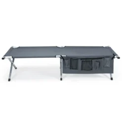 Costway Folding Camping Cot Heavy-duty Camp Bed W/Carry Bag For Beach Traveling Vocation Grey -Costway GUEST 50583ed3 76ce 4fac 8869 3d3bf2c56138