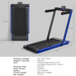 Costway 2-in-1 Folding Treadmill 2.25HP Jogging Machine W/ Dual LED Display SilverBlackBlue -Costway GUEST 531bbf8c 3f7d 40d2 8f68 df90e21de072