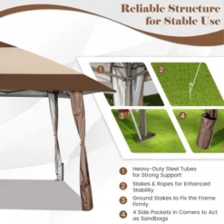 Costway 13'x13' Patio Pop-Up Gazebo Canopy Tent Portable Instant Sun Shelter Coffee 15 Costway 13'x13' Patio Pop-Up Gazebo Canopy Tent Portable Instant Sun Shelter Coffee -Costway GUEST 53eab072 d763 4a8a 8d52 39b565e65601