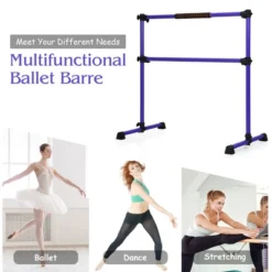 Costway 4ft Portable Ballet Barre Freestanding Adjustable Double Dance Bar Purple -Costway GUEST 5527b1d5 1d47 452c ba77 1fa1e8065716