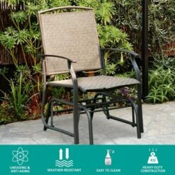 Costway Patio Swing Single Glider Chair Rocking Seating Steel Frame Garden Furni Brown -Costway GUEST 55f6594e fb2a 4c12 9cef dcde4cf7b508