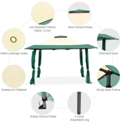 Costway 13'x13' Gazebo Canopy Shelter Awning Tent Patio Garden Green -Costway GUEST 58234c73 9d55 4430 aa5c b5cc73d2e20e