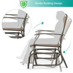 Costway 2PCS Patio Swing Single Glider Chair Rocking Seating Steel Frame Garden Brown -Costway GUEST 59c11af7 9580 44ca 8309 5eaf8b80ed31