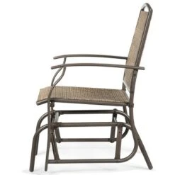 Costway Patio Swing Single Glider Chair Rocking Seating Steel Frame Garden Furni Brown -Costway GUEST 5b306738 92fd 43b7 adc0 5602483ac62d
