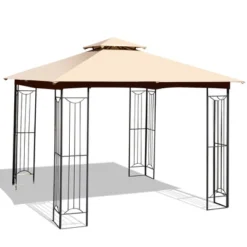 Costway 10' X 10' Patio Canopy Gazebo Outdoor 2-Tier Steel Tent Heavy-Duty L-Shaped -Costway GUEST 5c486e20 ea18 459e b2cc b6f3e9fbd91a
