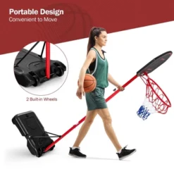 Height-Adjustable Basket Hoop, Portable Backboard System Stand With 2 Wheels, Fillable Base, Weather-Resistant Nylon Net -Costway GUEST 5c6eacd5 1961 46ad b743 80bb5a2530b8