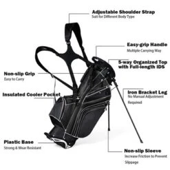 Costway Golf Stand Cart Bag Club W/6 Way Divider Carry Organizer Pockets Storage Black -Costway GUEST 5f8dacb6 9725 45a6 801f e4706dd0d585