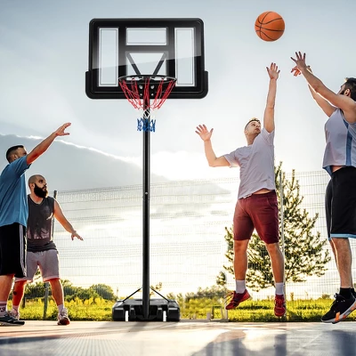 Costway 4.25-10FT Portable Adjustable Basketball Hoop System With 44'' Backboard 2 Nets 5 Costway 4.25-10FT Portable Adjustable Basketball Hoop System With 44'' Backboard 2 Nets - Image 3