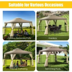 Costway Outdoor 10'x10' Gazebo Canopy Shelter Awning Tent Patio Screw-free Structure Garden -Costway GUEST 5f9c5b16 050a 49f3 8331 0f82e0bd747a