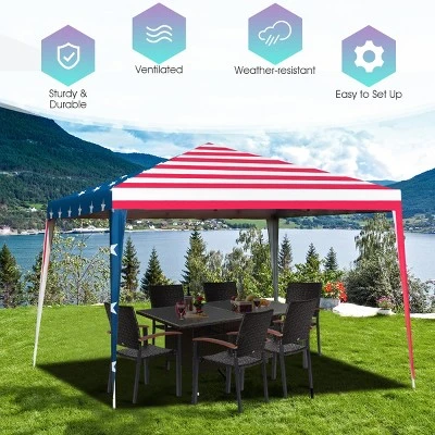 Costway 10'x10' Folding Pop Up Tent Gazebo Canopy Mesh Sidewall 7 Costway 10'x10' Folding Pop Up Tent Gazebo Canopy Mesh Sidewall - Image 5