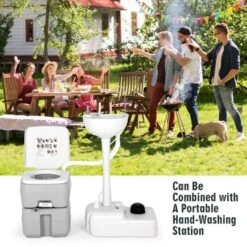 Costway 5.3 Gallon Portable Travel Toilet Outdoor Camping Toilet W/ Piston Pump Flush -Costway GUEST 60198051 7fd9 4693 96cf 75d1b5c019ce