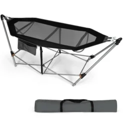Costway Folding Hammock Indoor & Outdoor Hammock With Side Pocket & Iron Stand -Costway GUEST 61947465 5e5c 4ee2 90f0 4dc374b78ad2