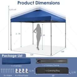 Costway Patio 10x10ft Outdoor Instant Pop-up Canopy Folding Tent Sun Shelter UV50+ Gray/Blue/White -Costway GUEST 61e57e1f af01 4f5f a48e fdda0cea503a