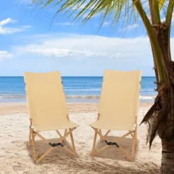 Costway 2 PCS Patio Folding Camping Chair Portable Fishing Bamboo Adjust Backrest W/ Bag -Costway GUEST 623d0026 8b0d 4b33 80fe 868d85e99981 1