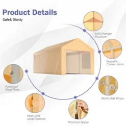 Costway 10x20 Ft Heavy-Duty Steel Carport Car Canopy Shelter Sidewalls Tent Garage -Costway GUEST 6264e114 2f6f 4450 8061 dab750364adf