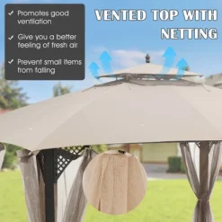 10' X 12' Patio Gazebo Replacement Top Cover 2-Tier Canopy CPAI-84 Outdoor -Costway GUEST 627d6de4 b3b6 4825 a0a0 912250cc87ba