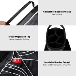 Costway Golf Stand Cart Bag Club W/6 Way Divider Carry Organizer Pockets Storage Black -Costway GUEST 63b27b1f 598e 4db0 ba5d 21e9f7118825
