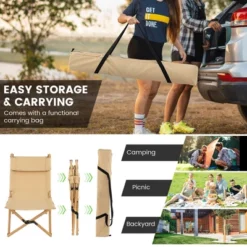 Costway 2 PCS Patio Folding Camping Chair Portable Fishing Bamboo Adjust Backrest W/ Bag -Costway GUEST 65a73939 b08d 4b9f ba15 af945f95a64c 1