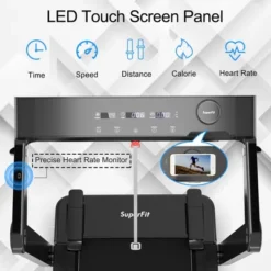 Superfit 4.0HP Foldable Electric Treadmill Jogging Machine W/Bluetooth Black