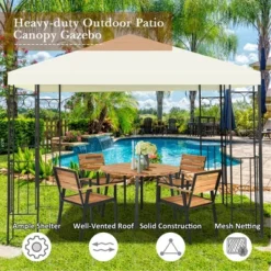 Costway 10'x10' Patio Gazebo Canopy Tent Steel Frame Shelter Patio Party Awning -Costway GUEST 67c54fc4 61ae 4962 ac76 1b37b318a298