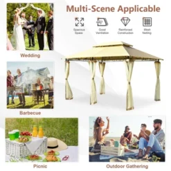 Costway 2-Tier 10'x13' Steel Gazebo Canopy Tent Shelter Patio Garden Outdoor Netting 17 Costway 2-Tier 10'x13' Steel Gazebo Canopy Tent Shelter Patio Garden Outdoor Netting -Costway GUEST 69bcc85a 93e7 4027 a628 460045ab074d
