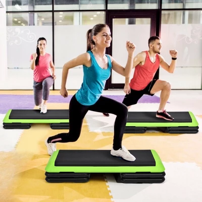 Costway Fitness Aerobic Step 43'' Cardio Adjust 4'' - 6'' - 8'' Exercise Stepper W/Risers Green 4 Costway Fitness Aerobic Step 43'' Cardio Adjust 4'' - 6'' - 8'' Exercise Stepper W/Risers Green - Image 2