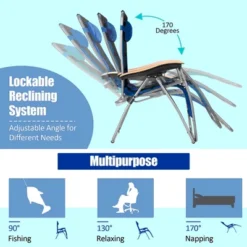 Costway 2PCS Folding Zero Gravity Chair Padded Lounge Chair W/ Beech Armrests Turquoise/Blue/Grey -Costway GUEST 6ca413ac 815a 49e0 820f e562e6be378b