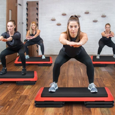 Costway Fitness Aerobic Step 43'' Cardio Adjust 4'' - 6'' - 8'' Exercise Stepper W/Risers Red 3 Costway Fitness Aerobic Step 43'' Cardio Adjust 4'' - 6'' - 8'' Exercise Stepper W/Risers Red