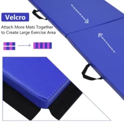 Costway 6'x2' Yoga Mat Folding Exercise Aerobics Stretch Gymnastic W/Handle Blue -Costway GUEST 6e145c85 fa69 475d 86f6 7894e8671435