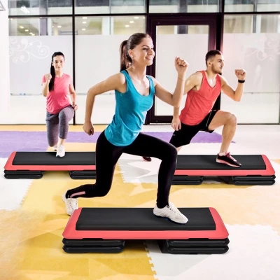 Costway Fitness Aerobic Step 43'' Cardio Adjust 4'' - 6'' - 8'' Exercise Stepper W/Risers Red 4 Costway Fitness Aerobic Step 43'' Cardio Adjust 4'' - 6'' - 8'' Exercise Stepper W/Risers Red - Image 2