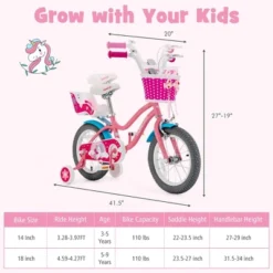 Honeyjoy 14 Inches Kids Bicycle W/Training Wheels & Basket For Boys & Girls Age 3-5 Years -Costway GUEST 6ec1baed e75f 4e3f 8d96 9ce5c25ae0e1