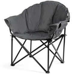 Costway Folding Camping Moon Padded Chair With Carry Bag Cup Holder Portable Navy BrownGrey -Costway GUEST 7043de87 421f 4848 b0d9 2558b23de9f9