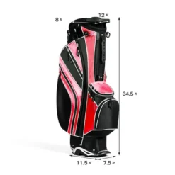 Costway Golf Stand Cart Bag Club W/6 Way Divider Carry Organizer Pockets Storage Red -Costway GUEST 706acb8a 058e 4233 a61e 9d032f072e49