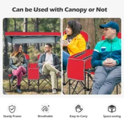 Costway Portable Folding Camping Canopy Chairs W/ Cup Holder Cooler Outdoor Red -Costway GUEST 721d96dd 830a 4194 8a3b 5a94928a2872