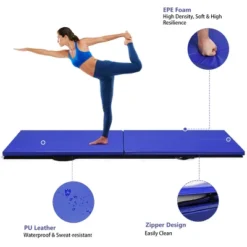 Costway 6'x2' Yoga Mat Folding Exercise Aerobics Stretch Gymnastic W/Handle Blue -Costway GUEST 726d658f ca79 49d2 b1a2 97815f9ba65c